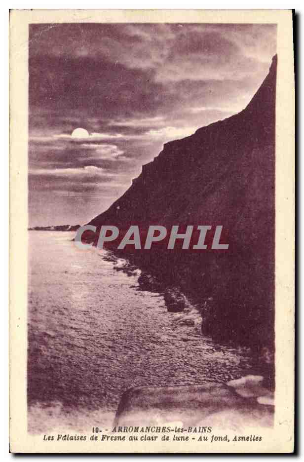 Les Falaises de Fresne au clair de lune - Arromanches-les-Bains - Au fond, Asnelles