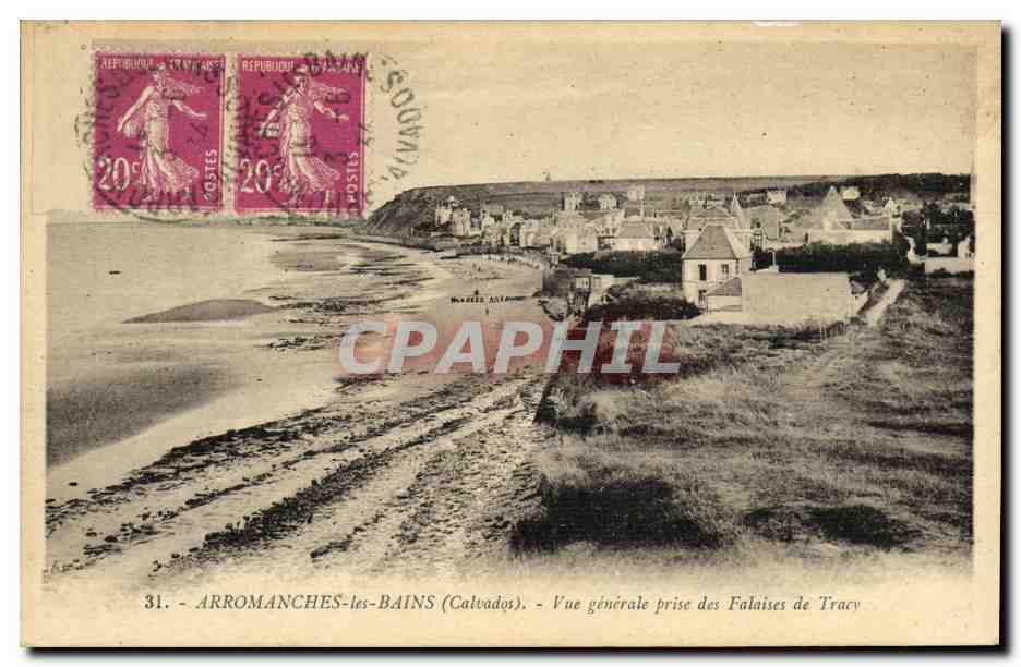 CPA Arromanches Les Bains Vue Generale Prise des Falaises de Tracy