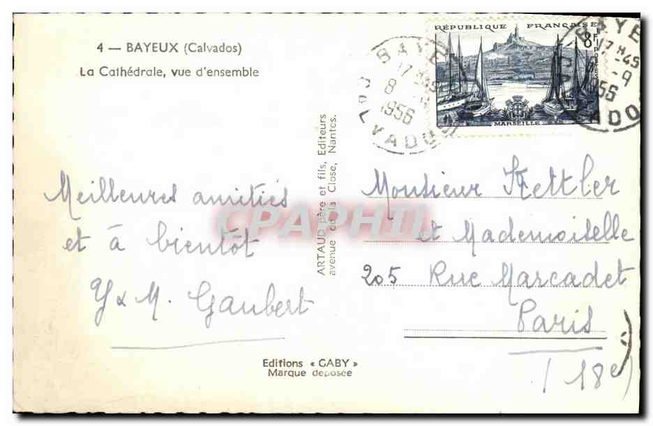 CPM Bayeux Rue Des Chanoines et la Cathedrale — Verso