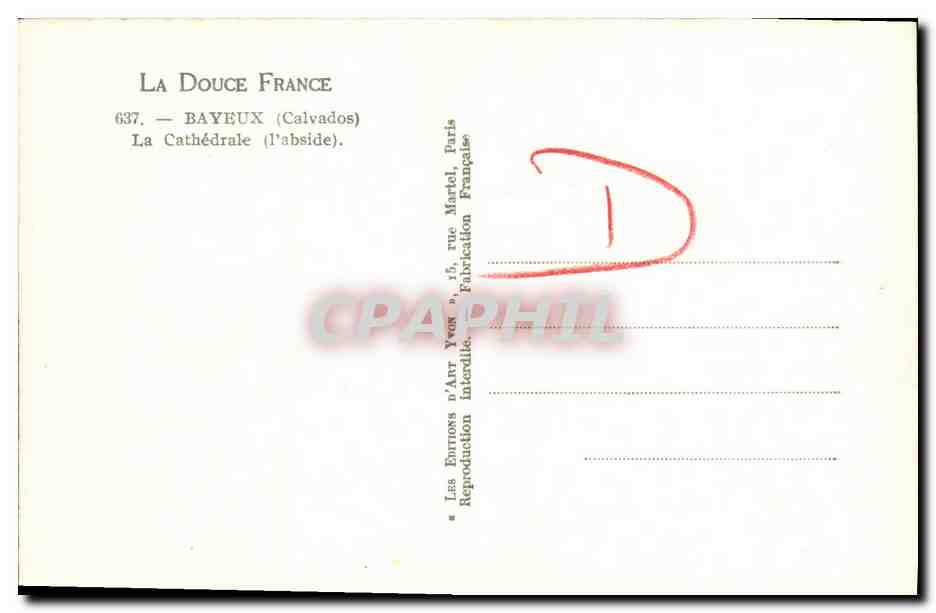 Bayeux — Cathédrale (l'abside) — Les Pattrons d'Anr Yvon, Paris — Verso