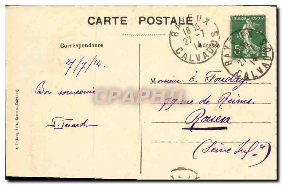 Bayeux - La Cathédrale, La Prison et l'Hôtel de Ville - Vue générale prise de l'Hôtel-Dieu — Reverso