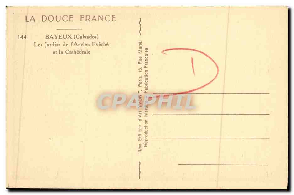 Bayeux — Les Jardins de l'Ancien Evêché et la Cathédrale — Edition d'Art VON, Paris — Reverso