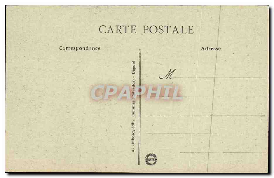 Bayeux — Überblick der Kathedrale, aufgenommen vom alten Bischofspalast — A. Dubosq, Verlag, Commes (Cavados) — Rückseite