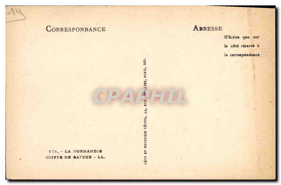 Coiffe de Bayeux — La Normandie — Éditeur Lévy et Meudon Réunis, Paris — Reverso