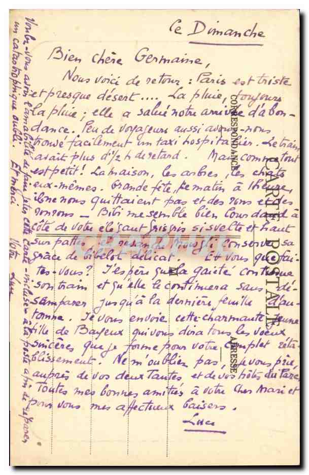 CPA Bayeux Jeune fille Folklore Costume Coiffe 1827  — Verso