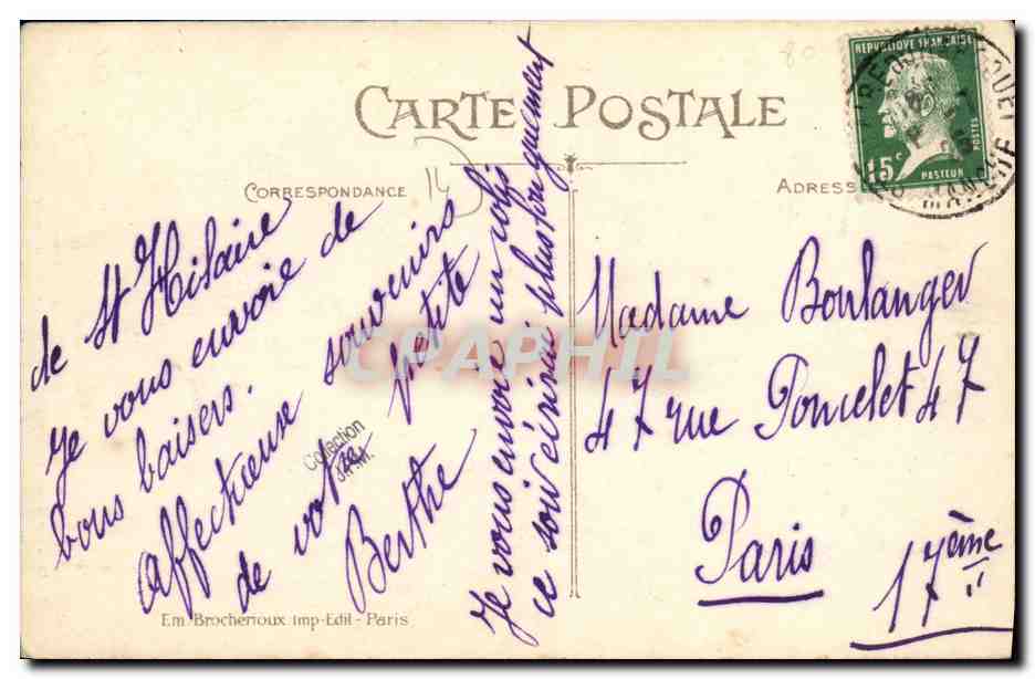 La Normandie — Coiffe dite « Bourgogne » portée aux environs de Bayeux et de Caen dans la première moitié du siècle dernier — Em.Bx. — Reverso