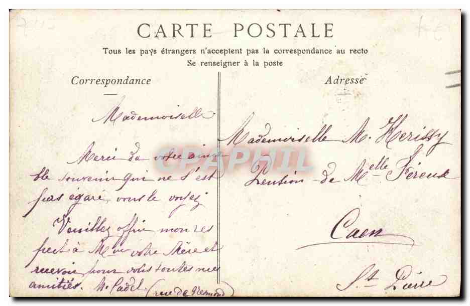 Bayeux — vue de la ville — éditeur anonyme, n° de série non visible — Verso