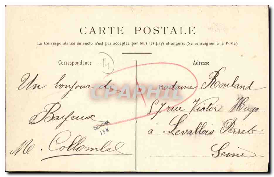 Bayeux — Botanischer Garten — Verlag unbekannt, Seriennummer 5 — Rückseite