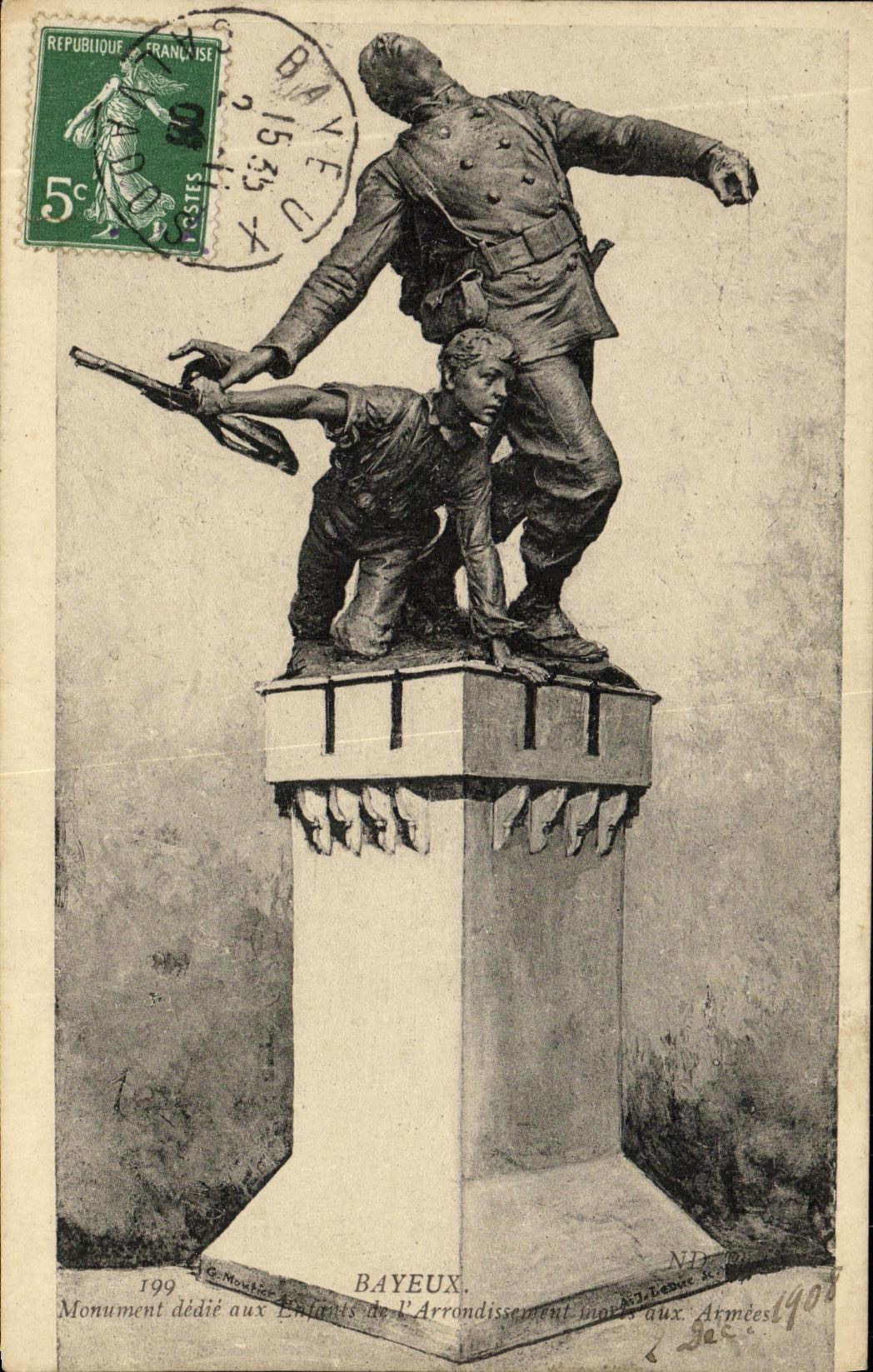 Monument aux Enfants de l'Arrondissement de Bayeux — G. Moutier, Bayeux — 1909
