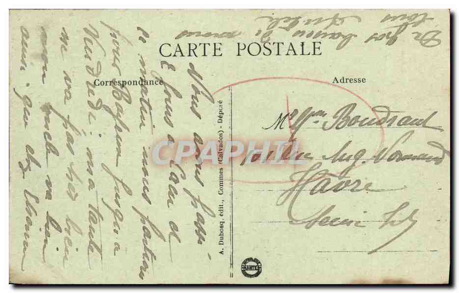 CPA Bayeux La Fontaine de Moutier Place Saint Partice — Verso