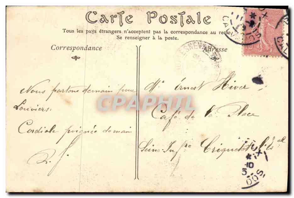 Bayeux — La Route de Port-en-Bessin — onbekende uitgever, serie-nummer 54 — Achterkant