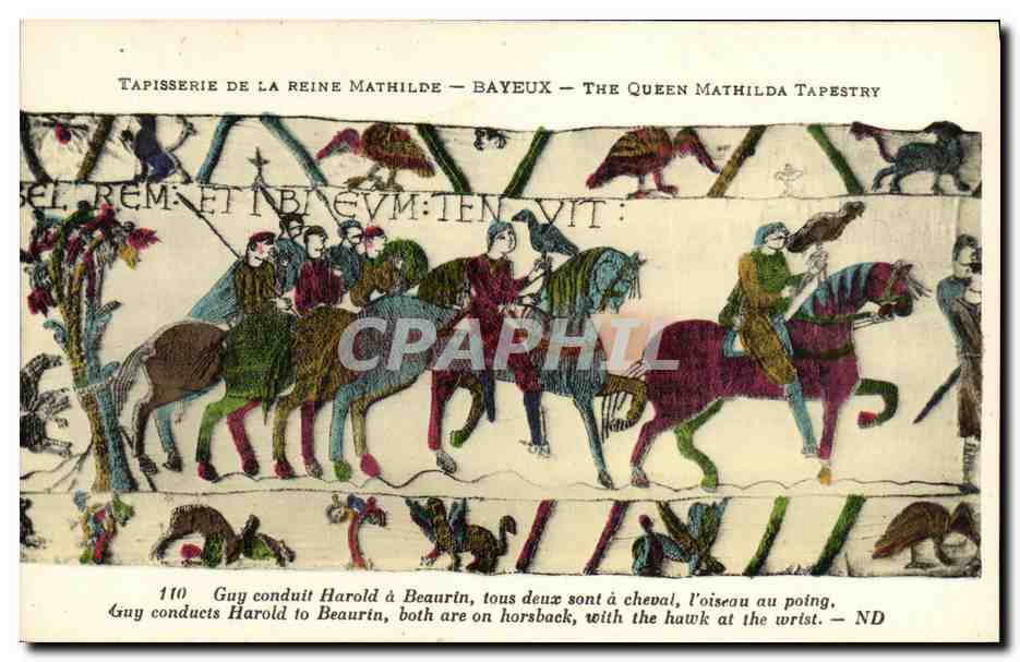 Tapisserie de la reine Mathilde — Bayeux — The Queen Mathilda Tapestry — scène de Guy conduisant Harold à Beaurin