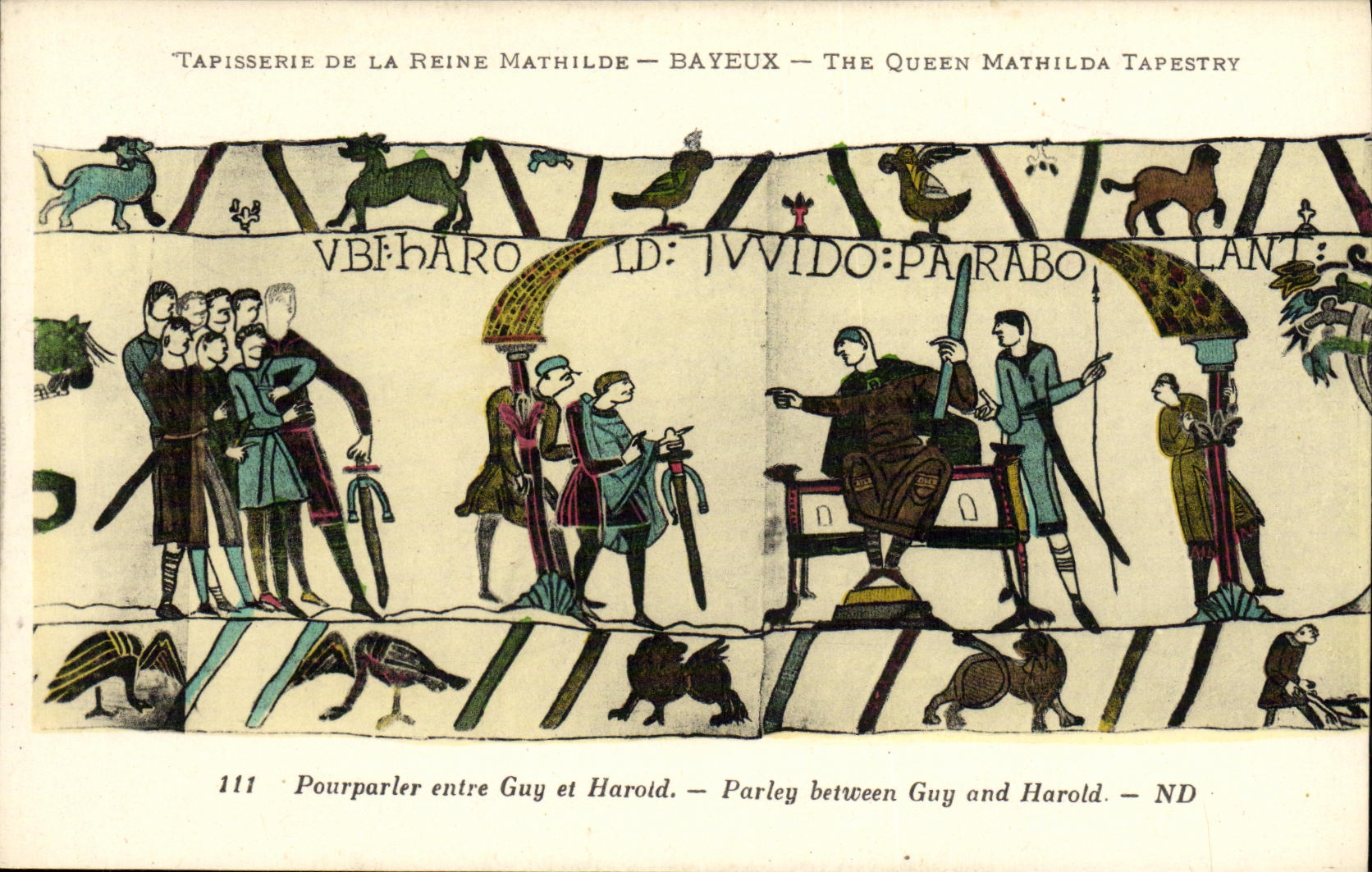 Tapisserie de la Reine Mathilde — Bayeux — scène de parley entre Guy et Harold