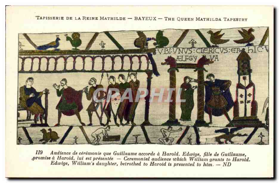 CPA Bayeux Tapisserie De La Reine Mathilde Audience de ceremonie que Guillaume accorde a Harold