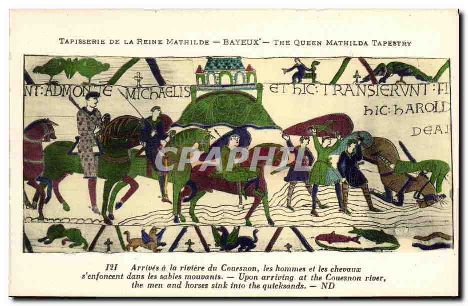 CPA Bayeux Tapisserie De La Reine Mathilde Arrives a la riviere de Couesnon