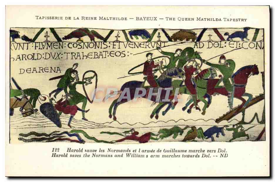 CPA Bayeux Tapisserie De La Reine Mathilde Harold sauve les Normands et l armee de Guillaume