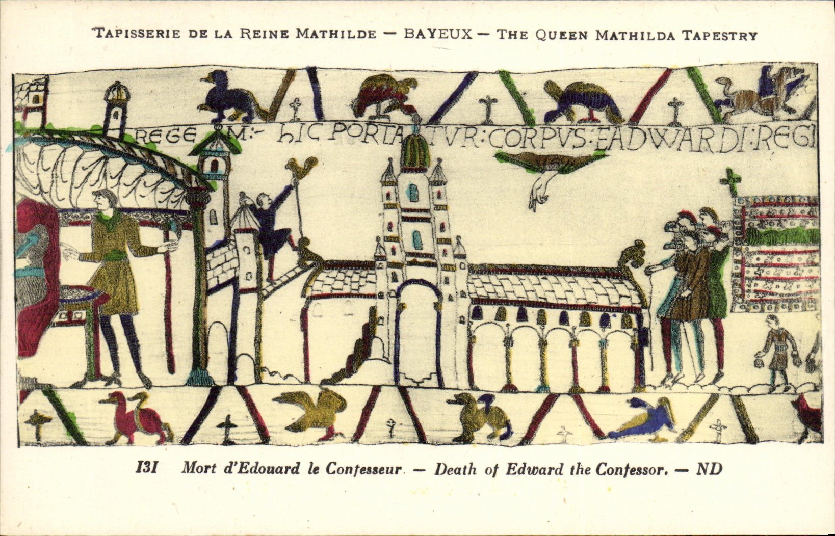 Tapisserie de la Reine Mathilde — Bayeux — scène de la mort d'Édouard le Confesseur — n°131