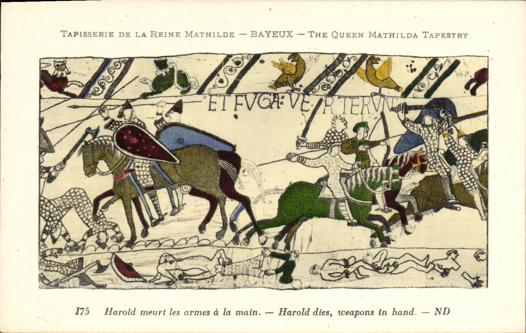 Tapisserie de la Reine Mathilde — Bayeux — The Queen Mathilda Tapestry — scène d'Harold mort aux armes