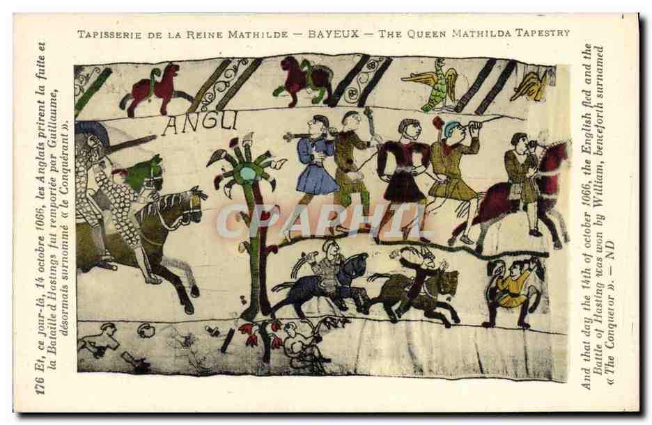 Tapisserie de la Reine Mathilde — Bayeux — The Queen Mathilda Tapestry — scène de la bataille d’Hastings 1066