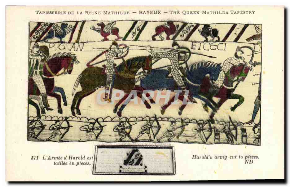 Tapisserie de la Reine Mathilde — Bayeux — scène de bataille — édition illustrée