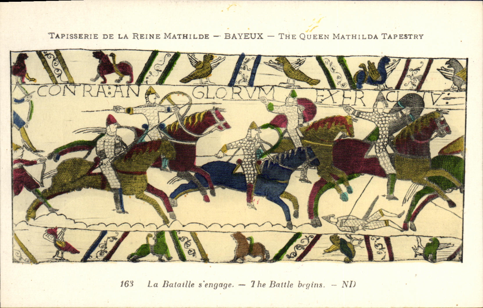 Tapisserie de la Reine Mathilde — Bayeux — The Queen Mathilda Tapestry — La Bataille s'engage. — The Battle begins. — ND — 163