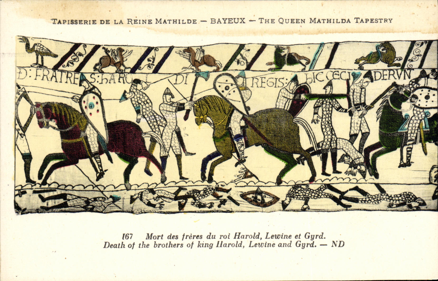 Tapisserie de la Reine Mathilde — Bayeux — The Queen Mathilda Tapestry — Mort des frères du roi Harold, Lewine et Gyrd.