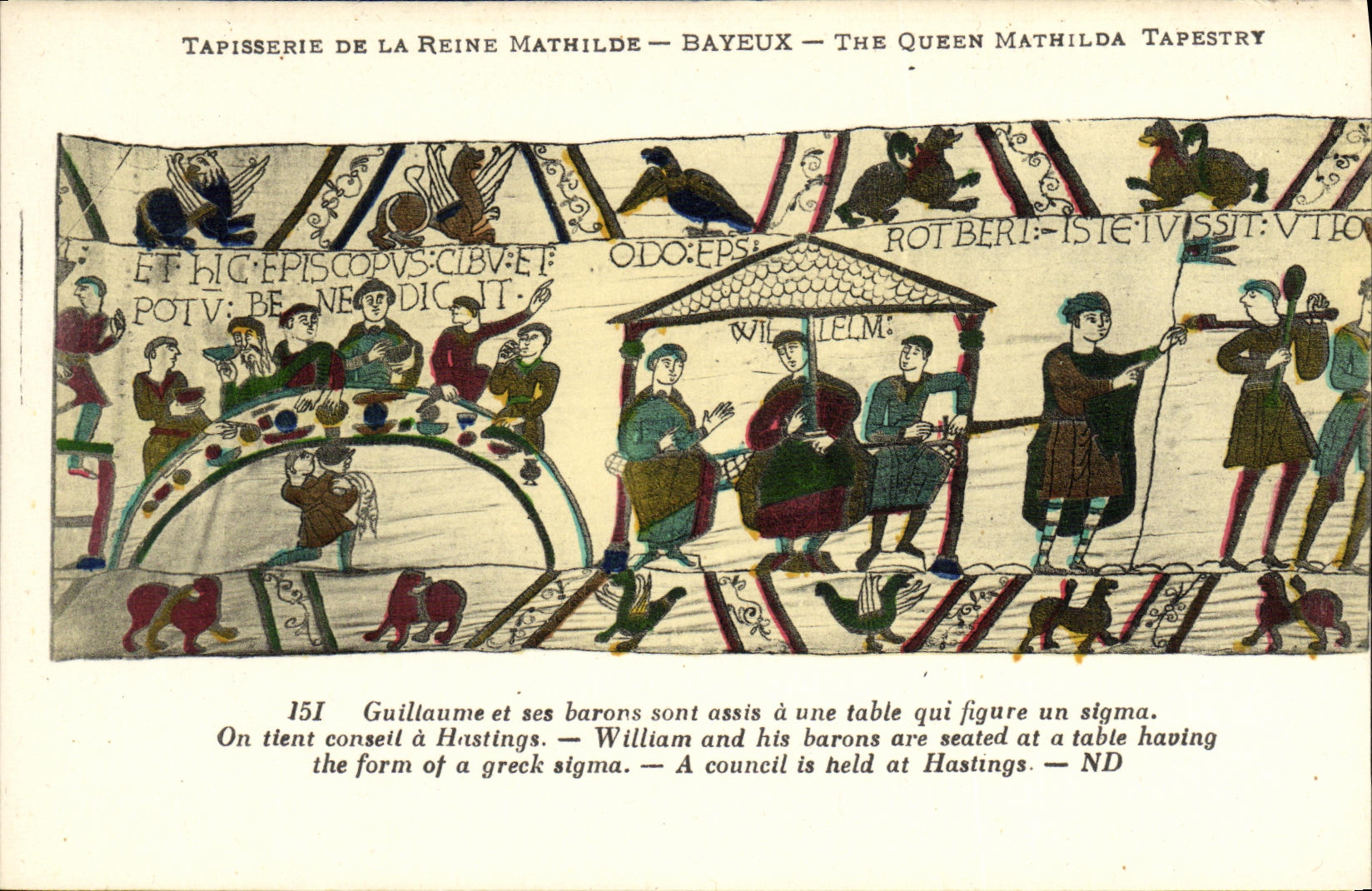 Tapisserie der Königin Mathilde — Bayeux — Szene 151: Wilhelm und seine Barone in Hastings