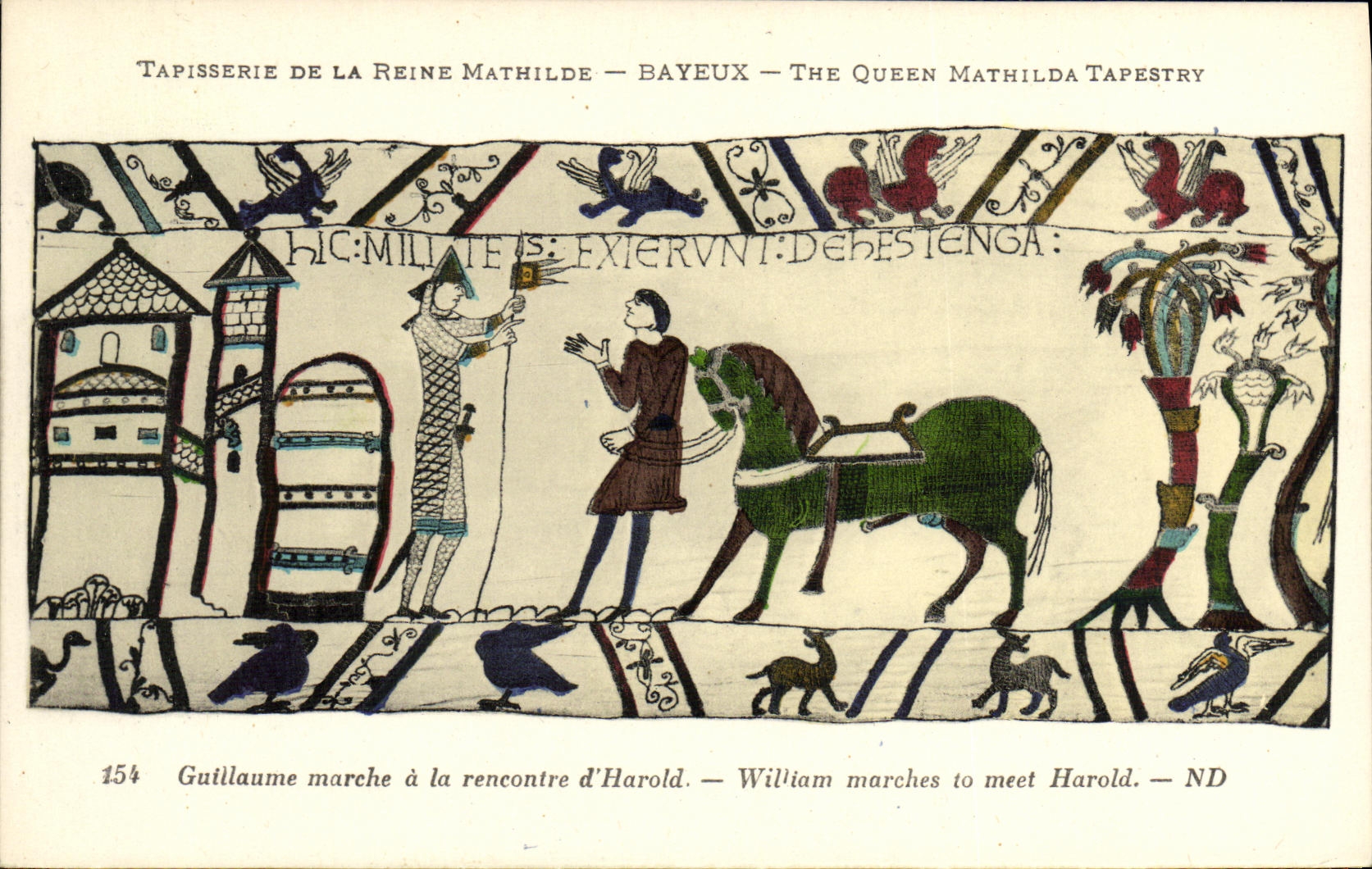 Tapisserie de la Reine Mathilde — Bayeux — The Queen Mathilda Tapestry — scène 154 : Guillaume marche à la rencontre d'Harold