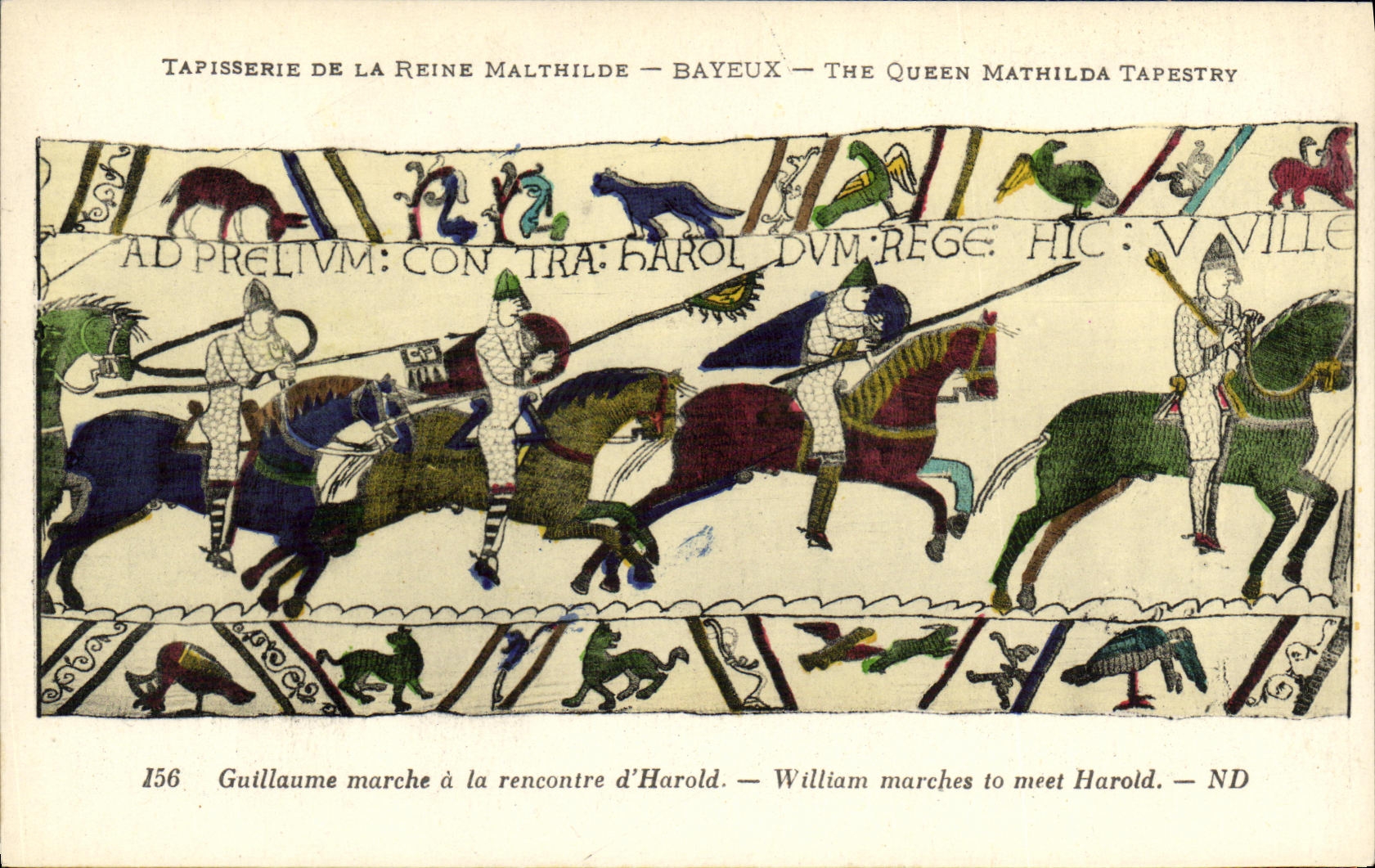 Tapisserie de la Reine Mathilde — Bayeux — The Queen Mathilda Tapestry — scène de Guillaume marche à la rencontre d'Harold