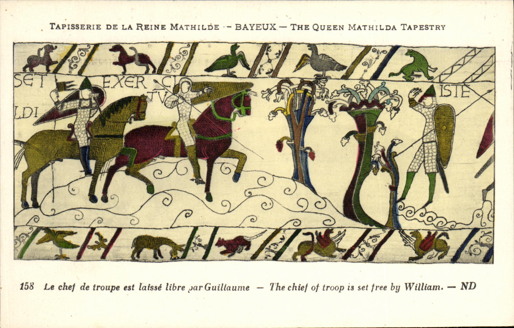 Tapisserie de la Reine Mathilde — Bayeux — The Queen Mathilda Tapestry — scène 158 : Le chef de troupe est laissé libre par Guillaume