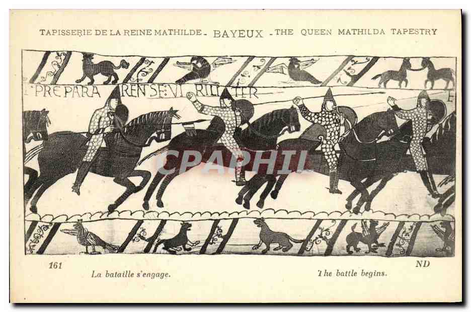 Tapisserie de la Reine Mathilde - Bayeux — scène de bataille — édition CPAPHIL n°161