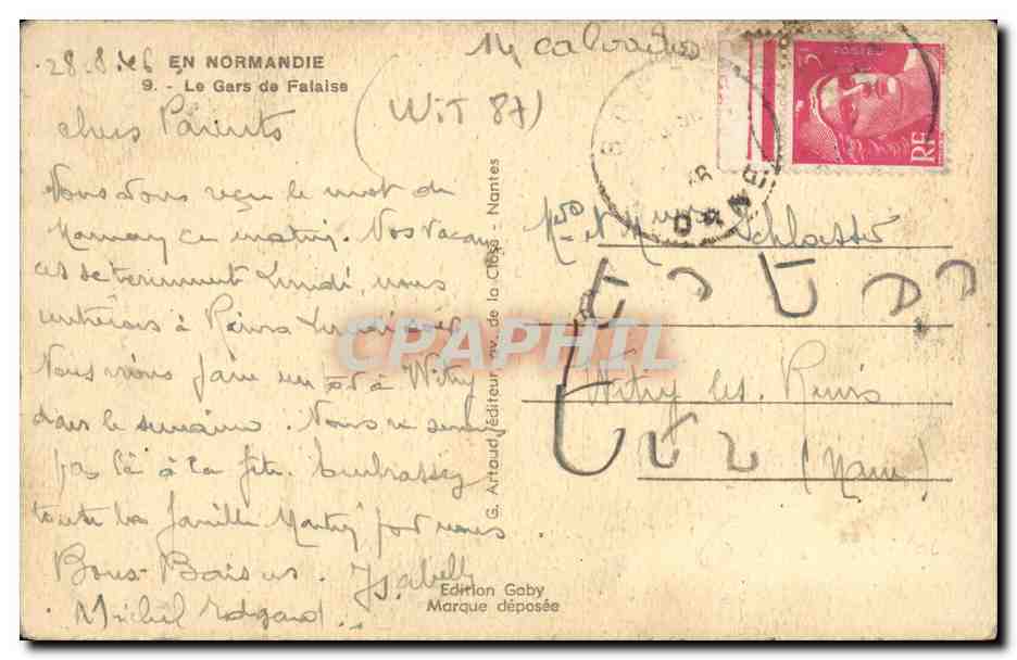 CPA En Normandie Falaise Arrete de Moussieu LMair Ane  — Verso