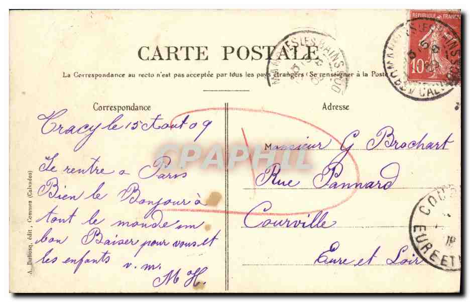 CPA Le Gars de Falaise Charette a Ane Folklore Costume — Rückseite