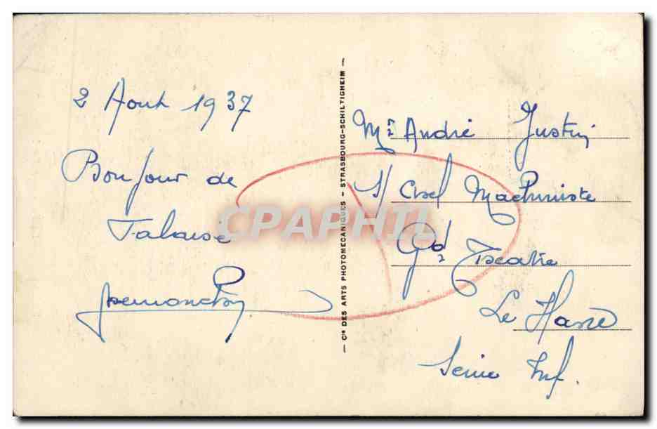 CPA Falaise La Fontaine d Arlette — Rückseite