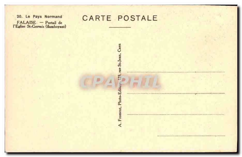 CPA Falaise Portail de l Eglise St Gervais — Verso