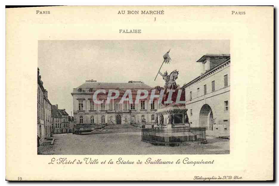 Paris — L'Hôtel de Ville et la Statue de Guillaume le Conquérant — Photographie de N.D. Lhot
