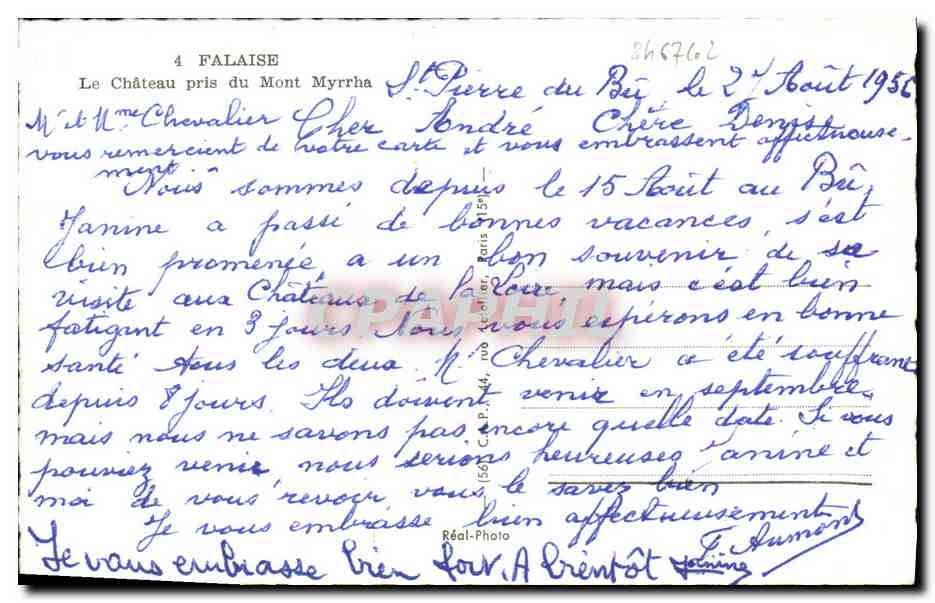 Le Château pris du Mont Myrrha — Falaise — éditeur Cap — Verso