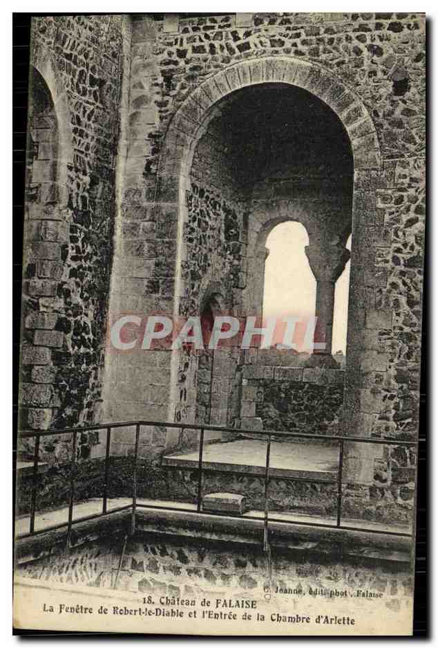 Castillo de Falaise — La Ventana de Robert-le-Diable y la Entrada de la Habitación de Arlette — C. Joanne, edit. fot. Falaise, n°18