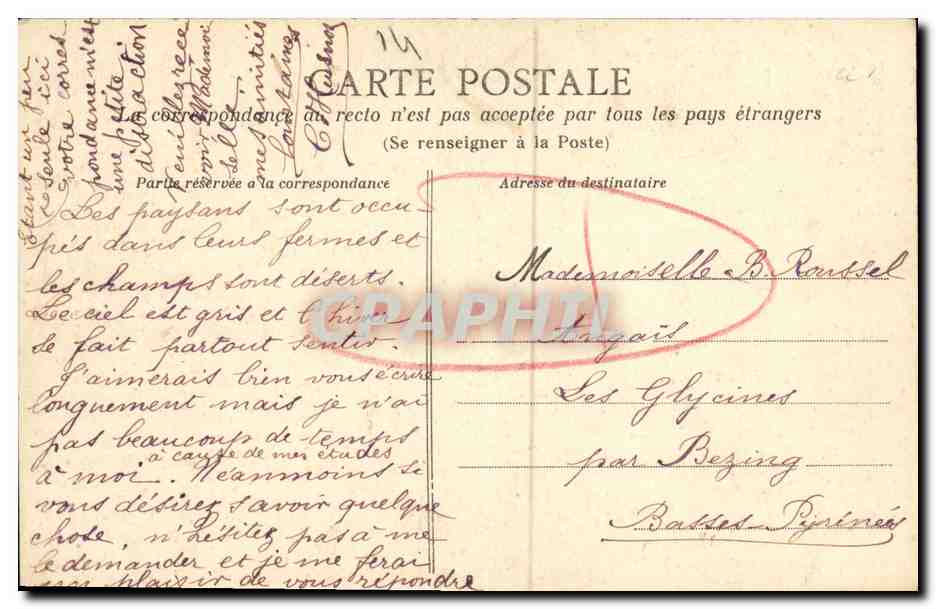 CPA Falaise La grosse Tour Talbot — Verso