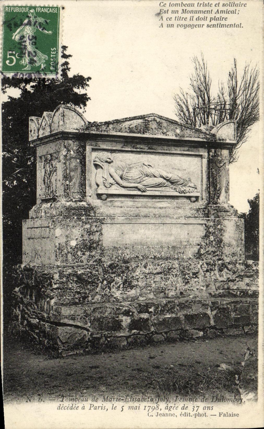 Tombeau de Marie-Elisabeth Joly — Femme de Dulomboy — C. Jeanne, édit.-phot. — Falaise