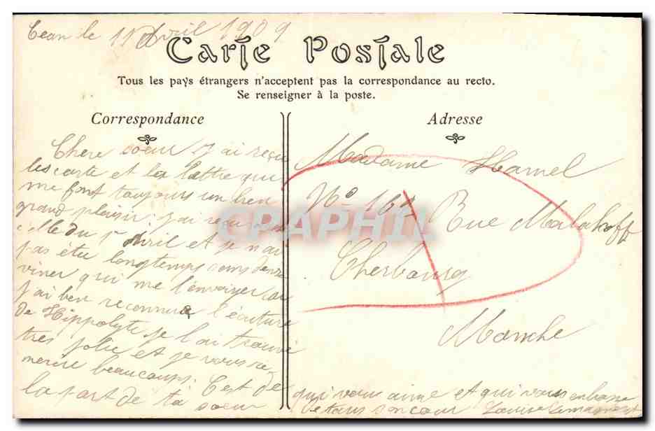 Falaise — Grabmal von Marie Joly — ND Phot — Rückseite