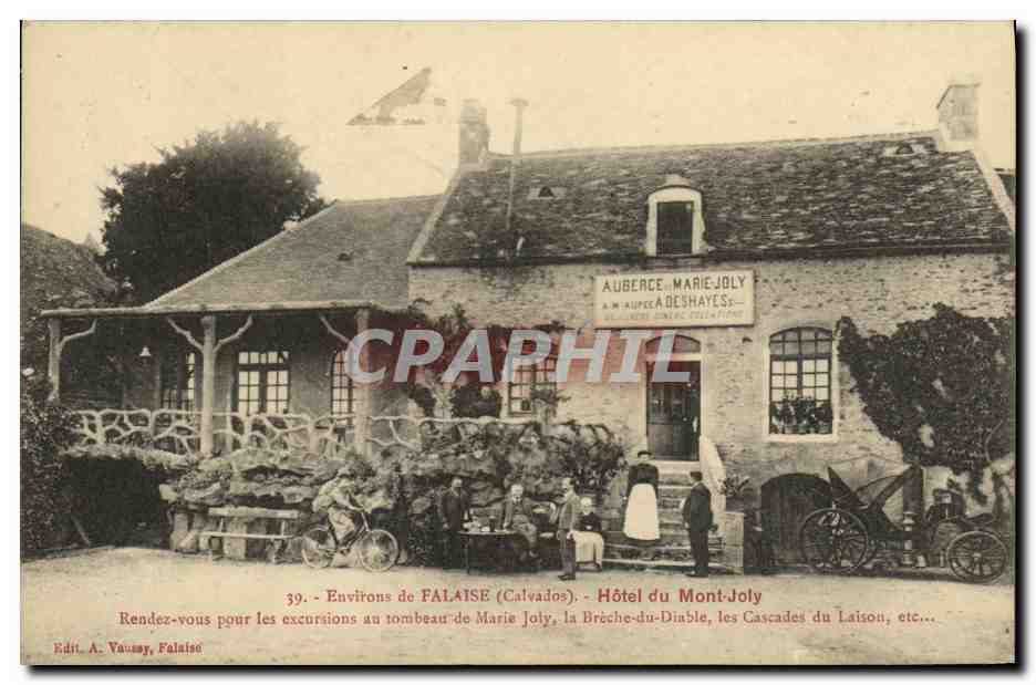 CPA Environs de Falaise Hotel du Joly Rendez vous pour les excursions au tombeau de Marie Joly