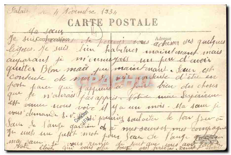 Pensionnat Sainte-Trinité, place Guillaume-le-Conquérant, Falaise — Façade — Verso