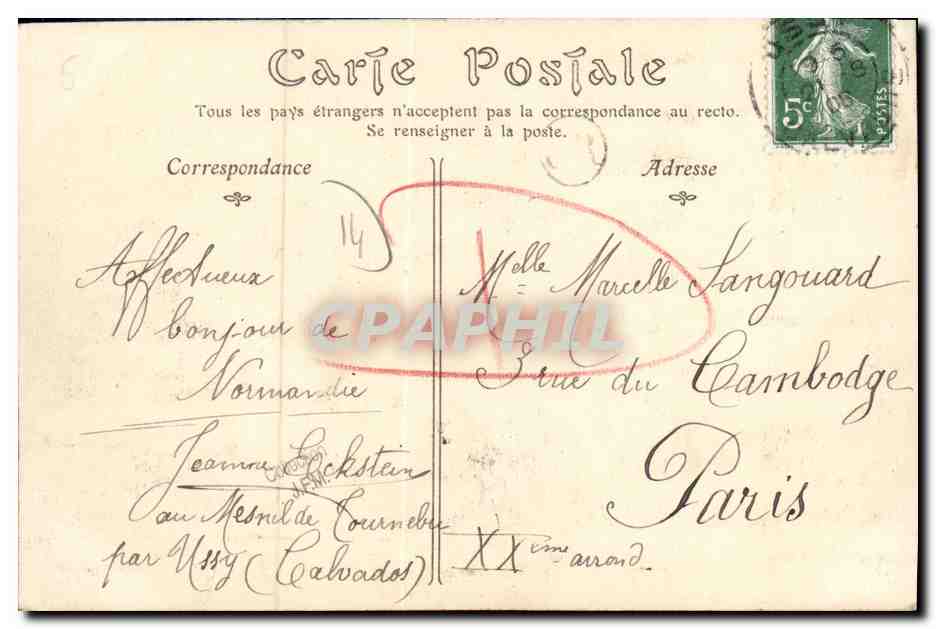 CPA Falaise La Place Guillaume le Conquerant  — Rückseite