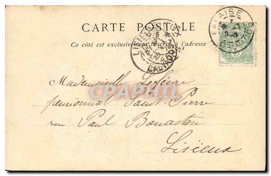 CPA Falaise Porte des Cordeliers — Rückseite