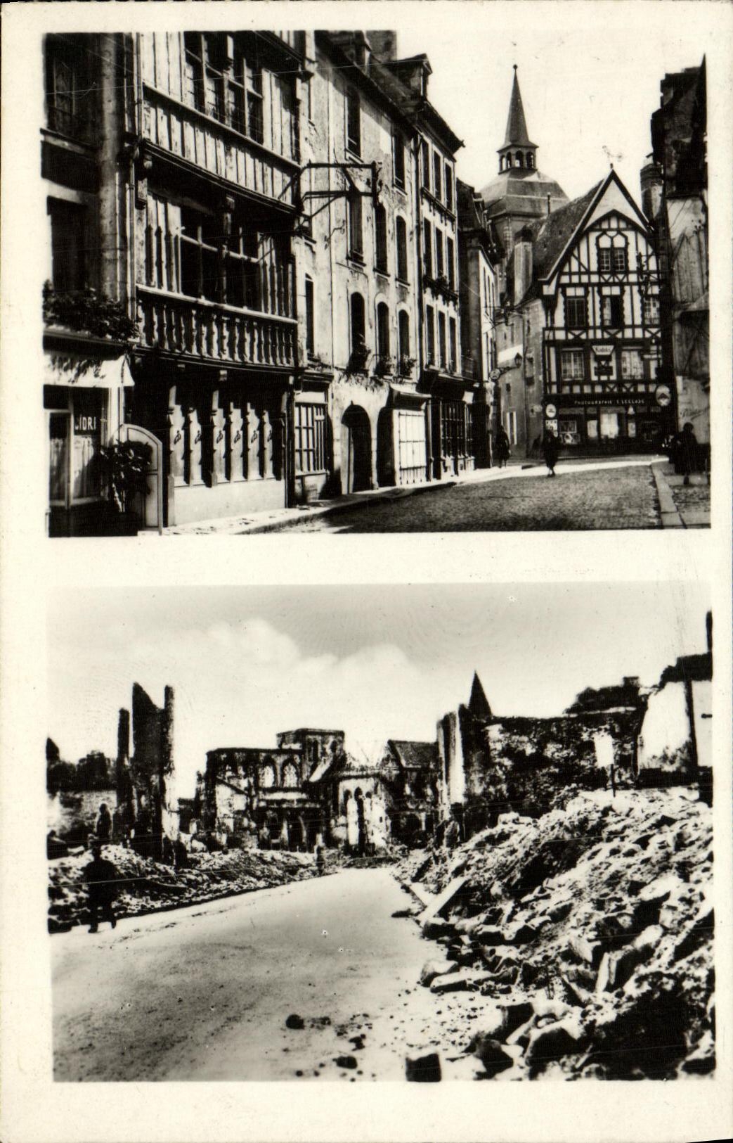 FALAISE - Rue Trinité - Église Trinité — avant et après guerre — éditeur Réal-Photo, n° 4