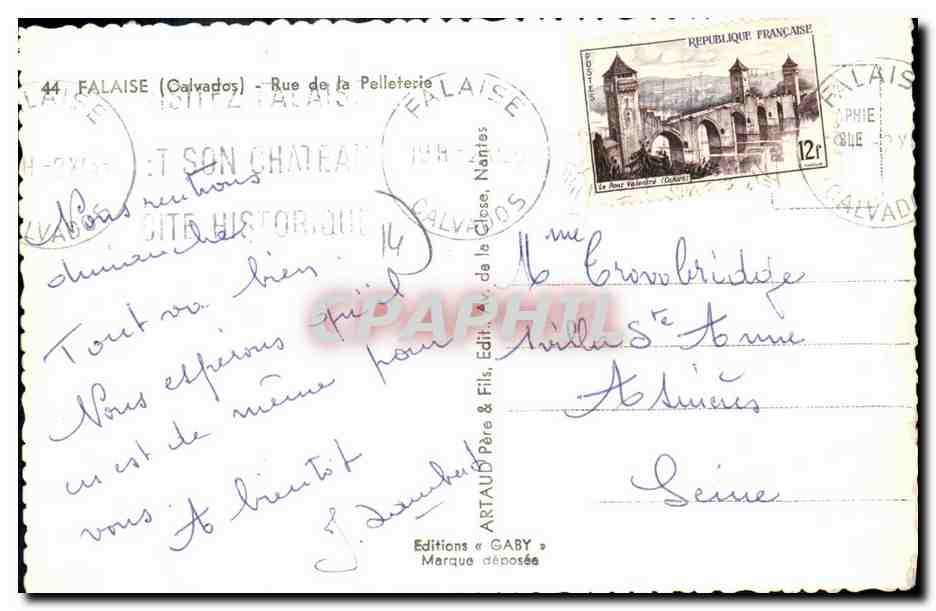 FALAISE (Calvados) - Rue de la Pelleterie — Éditeur Gaby, n° de série non visible — Rückseite