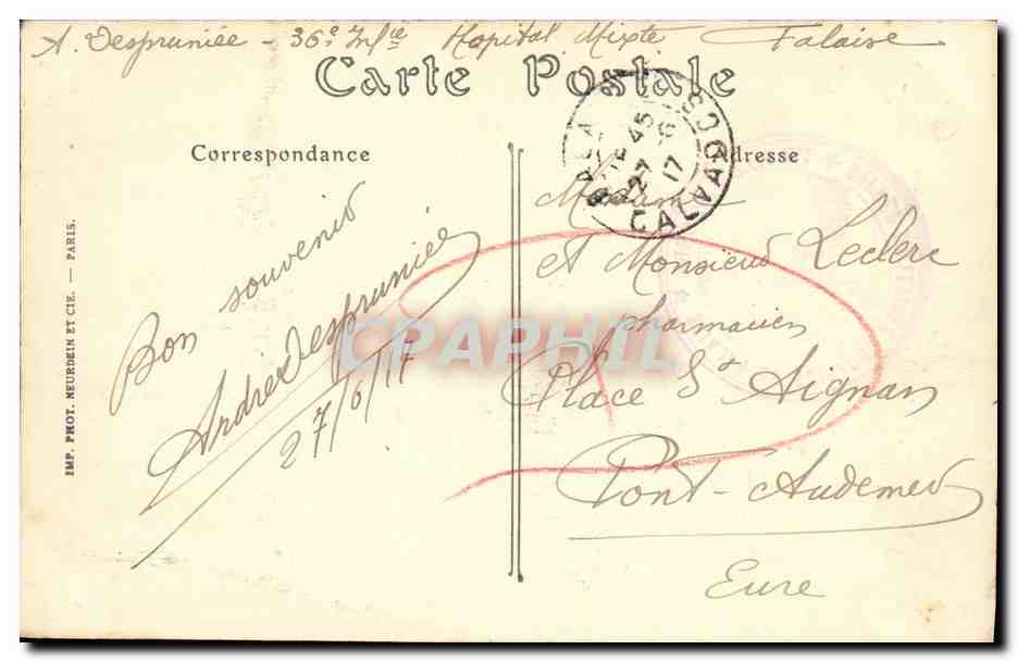 CPA Falaise La Val d Ante les Maisons Blanches — Verso