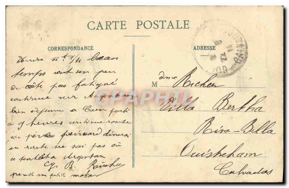 Falaise (Calvados) — Vista general tomada desde el Castillo — Édition A.V. n°104 — Reverso