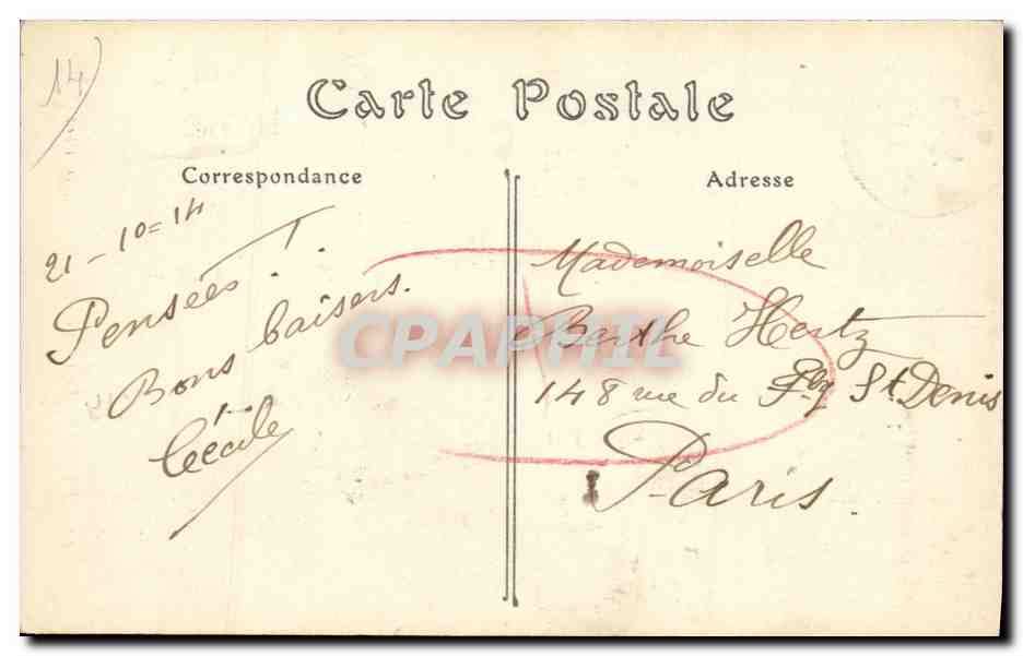 CPA Falaise La Grotte aux Fees  — Verso